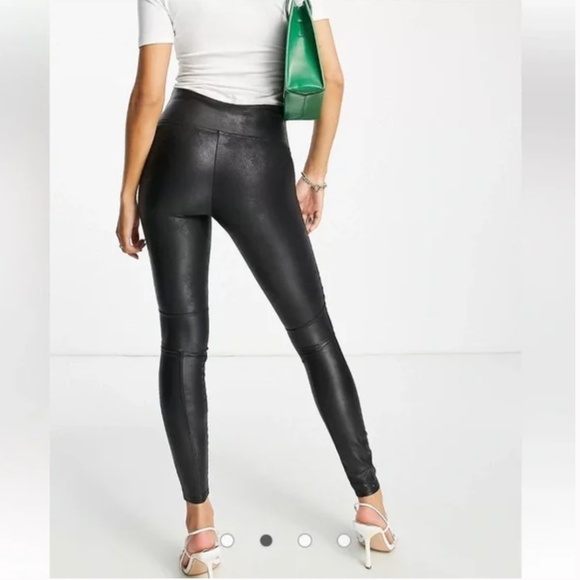 SPANX Faux Leather High Rise Black Moto Leggings Size Medium - Picture 6 of 13